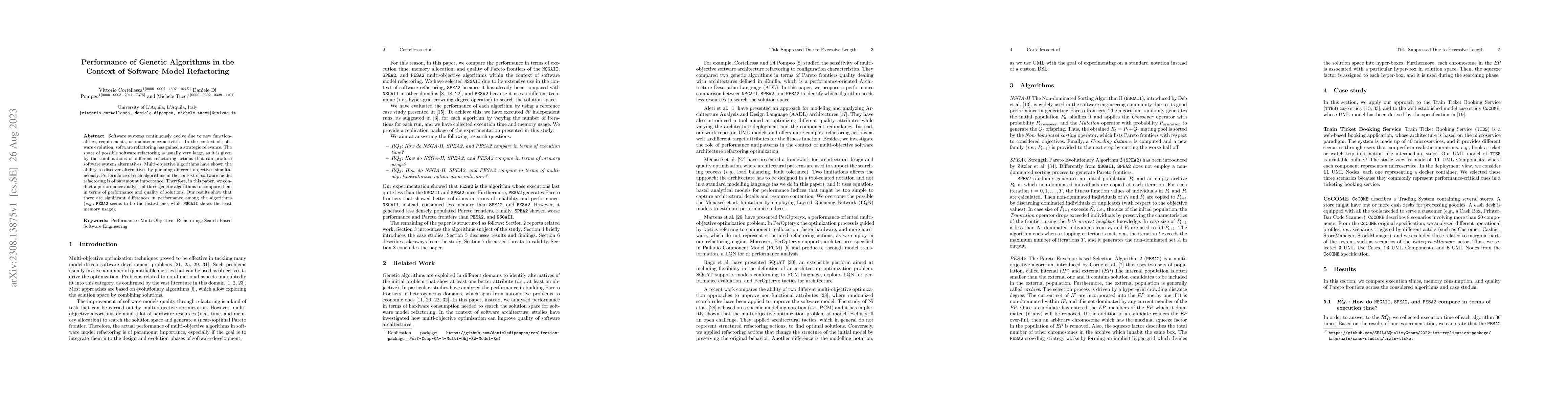 Thumbnail for Performance of Genetic Algorithms in the Context of Software Model
  Refactoring