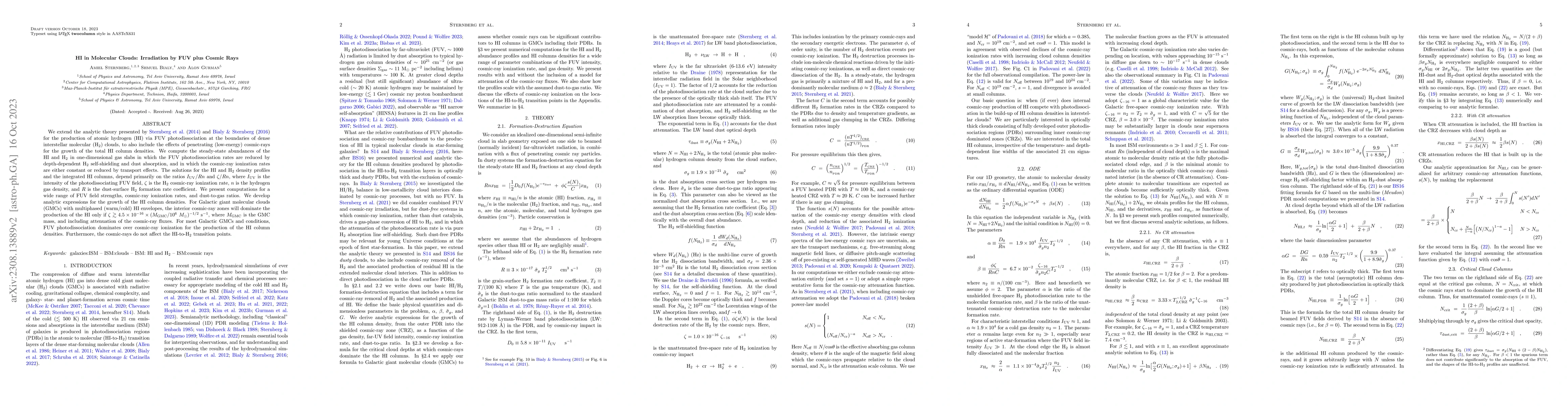 Thumbnail for HI in Molecular Clouds: Irradiation by FUV plus Cosmic Rays