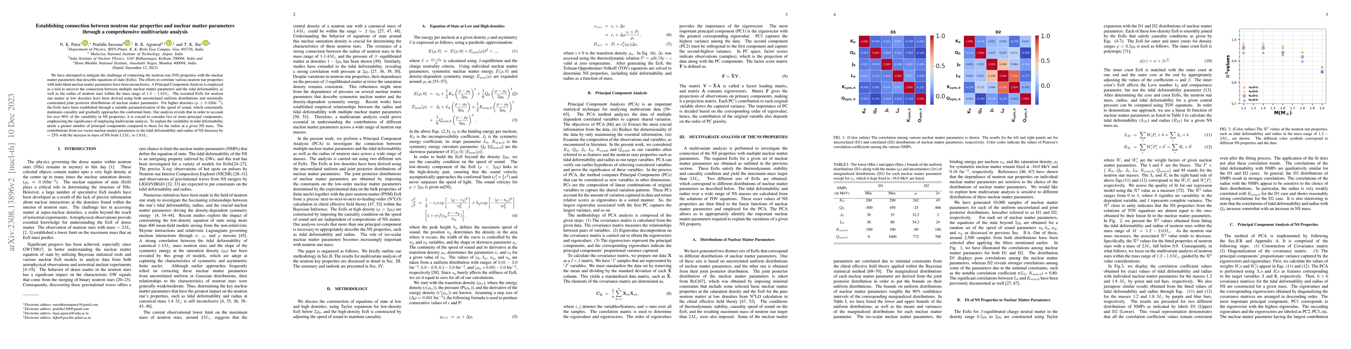Thumbnail for Establishing connection between neutron star properties and nuclear
  matter parameters through a comprehensive multivariate analysis
