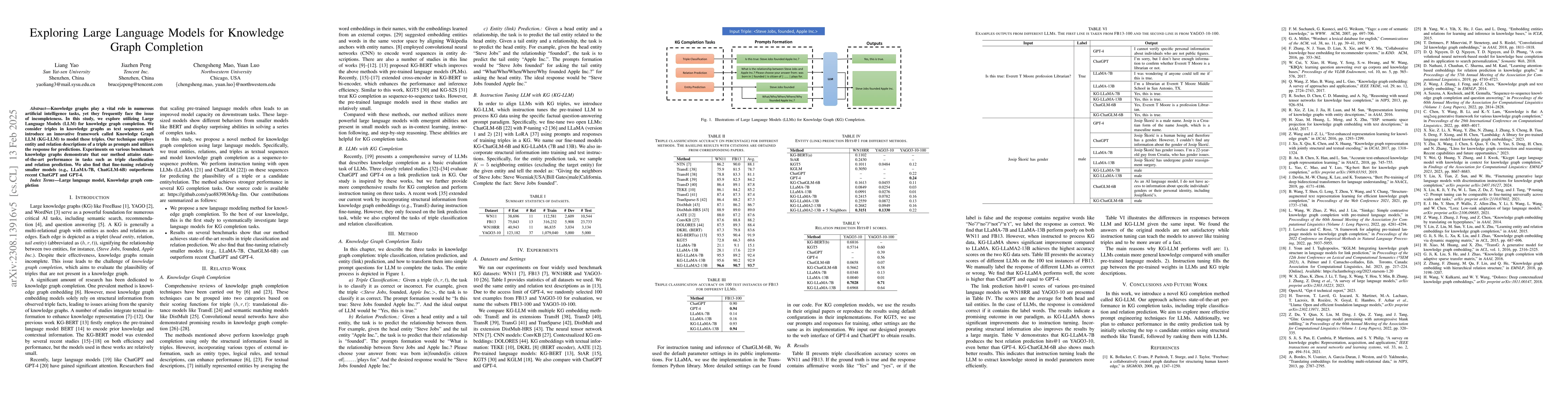 Thumbnail for Exploring Large Language Models for Knowledge Graph Completion