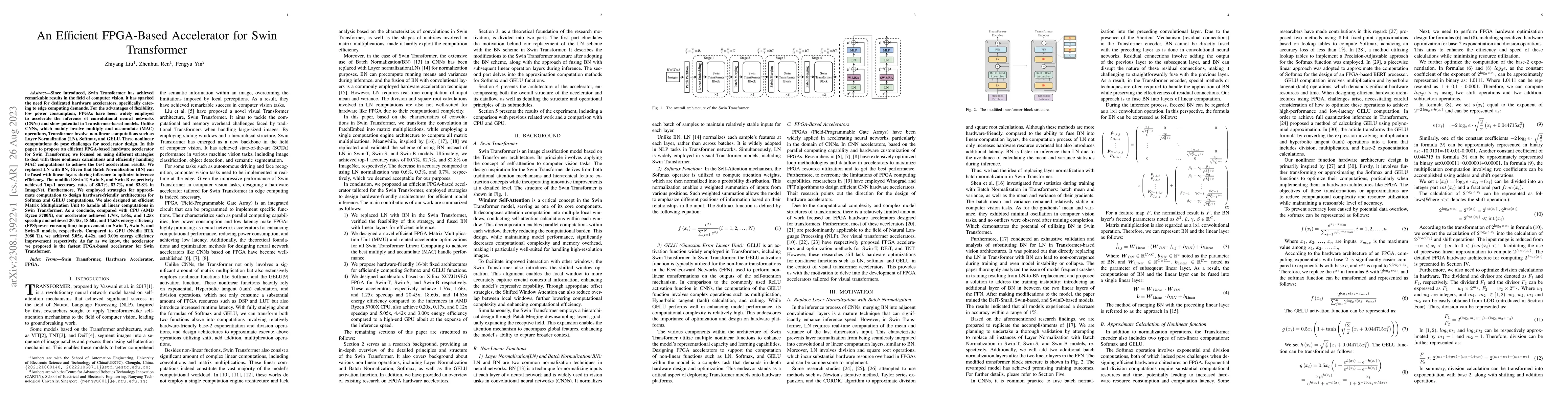 Thumbnail for An Efficient FPGA-Based Accelerator for Swin Transformer
