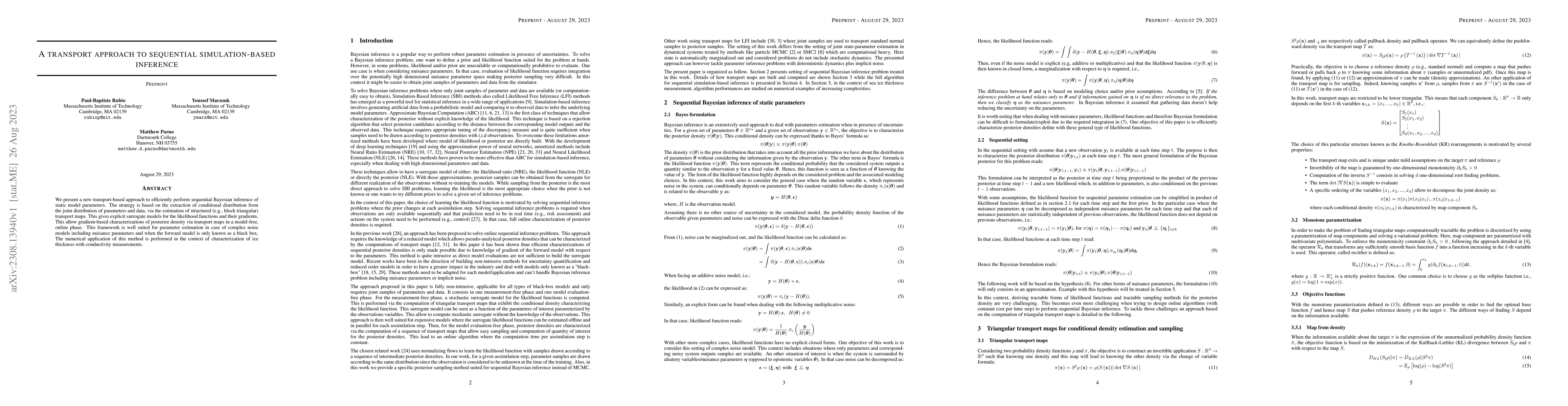 Thumbnail for A transport approach to sequential simulation-based inference