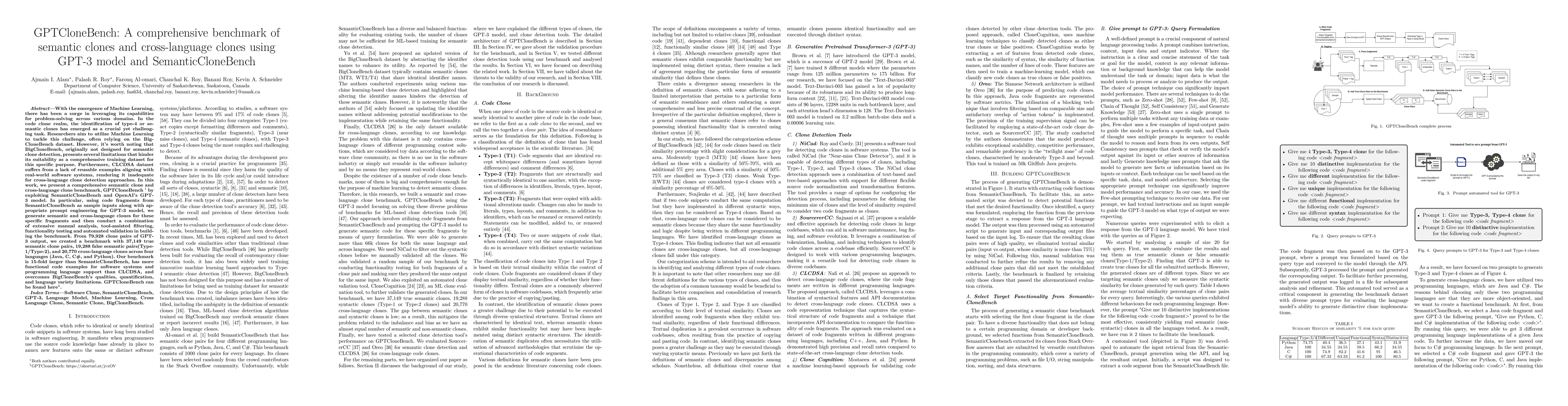 Thumbnail for GPTCloneBench: A comprehensive benchmark of semantic clones and
  cross-language clones using GPT-3 model and SemanticCloneBench