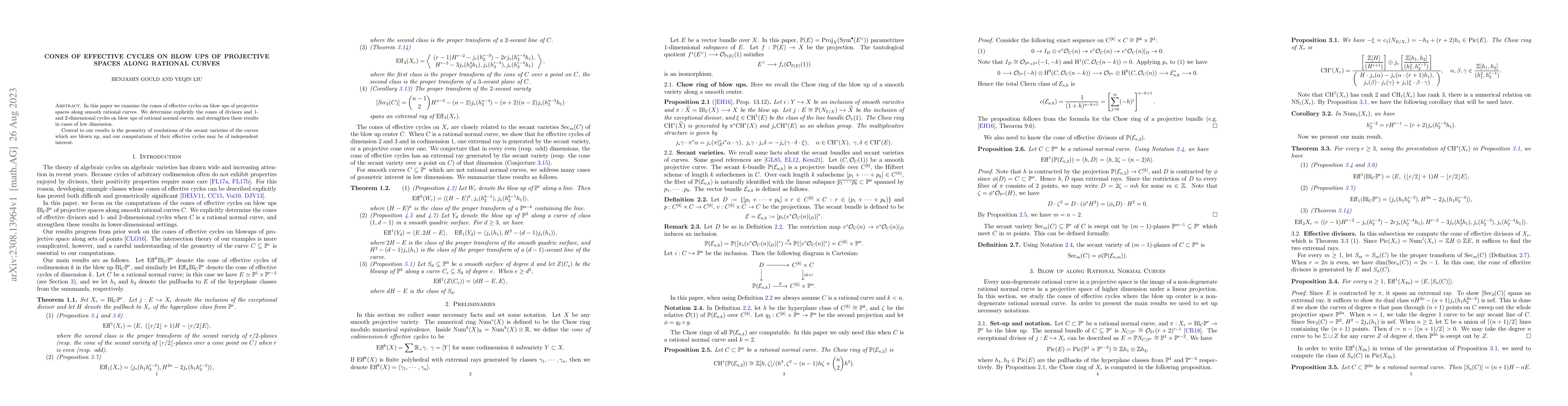 Thumbnail for Cones of effective cycles on blow ups of projective spaces along
  rational curves