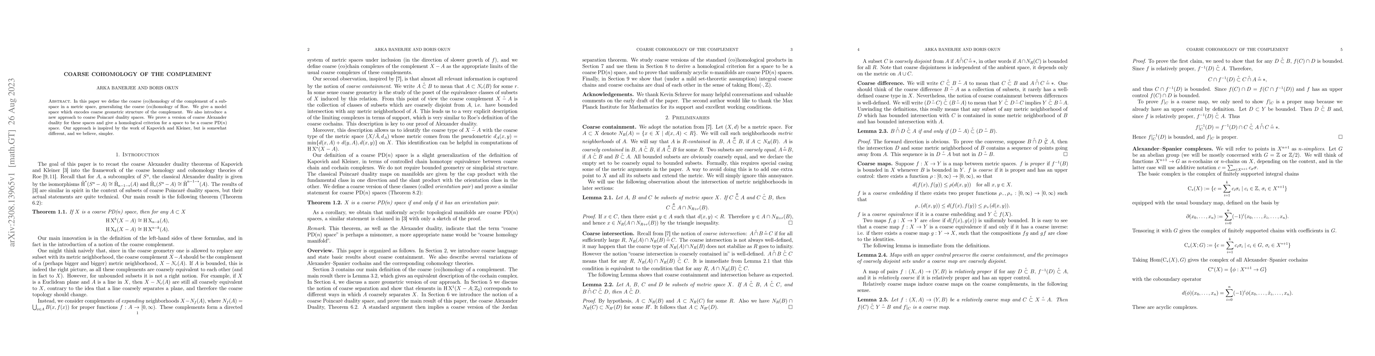 Thumbnail for Coarse cohomology of the complement