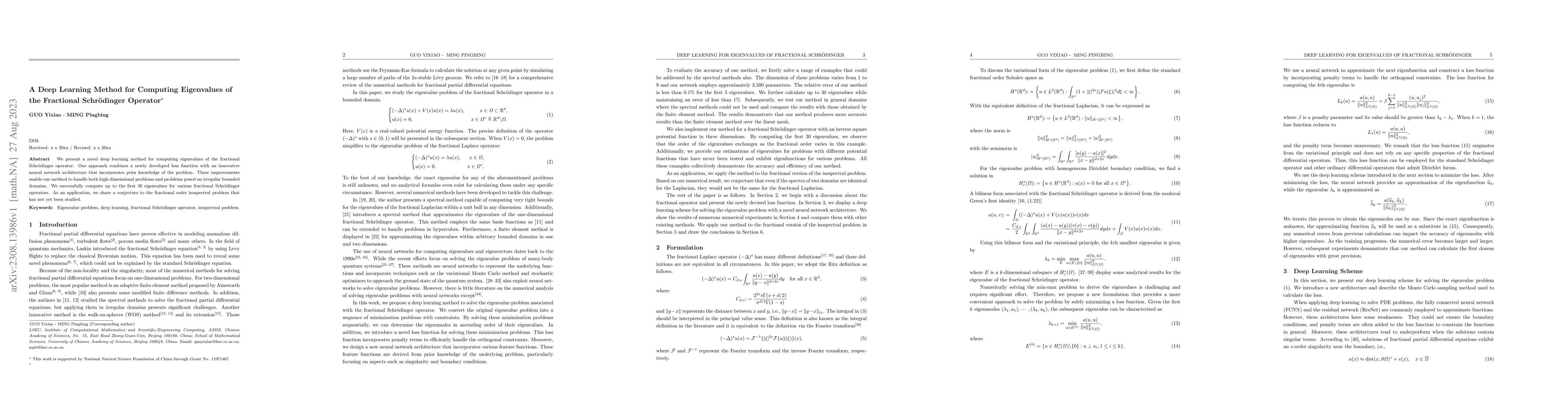 Thumbnail for A Deep Learning Method for Computing Eigenvalues of the Fractional
  Schr\"odinger Operator