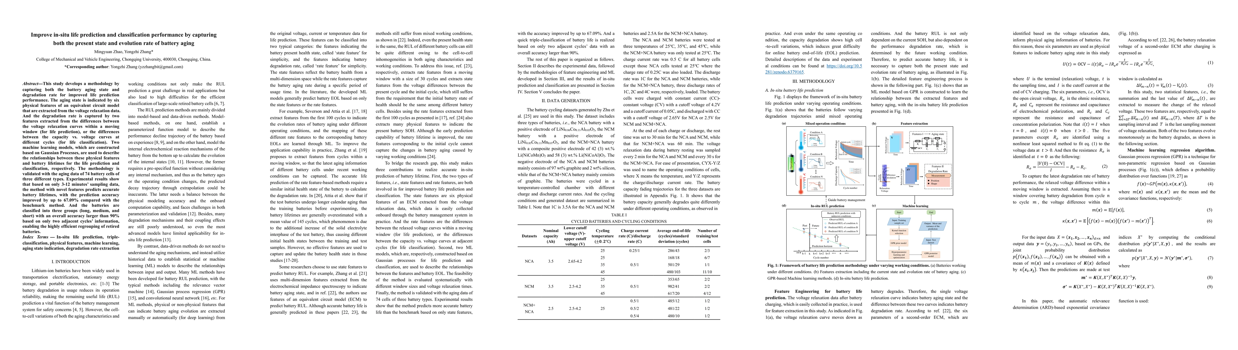 Thumbnail for Improve in-situ life prediction and classification performance by
  capturing both the present state and evolution rate of battery aging