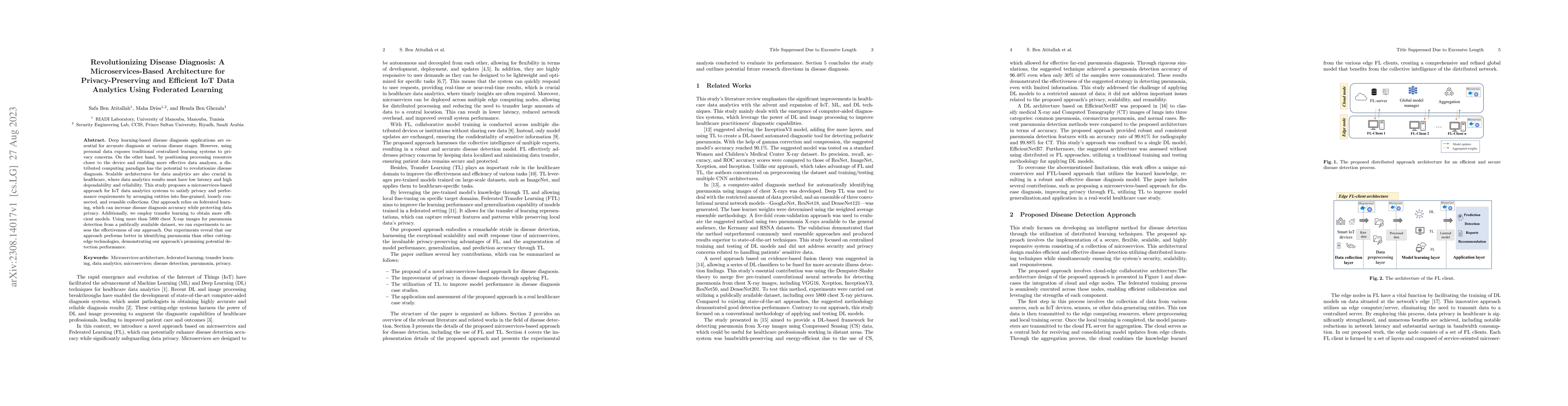 Thumbnail for Revolutionizing Disease Diagnosis: A Microservices-Based Architecture
  for Privacy-Preserving and Efficient IoT Data Analytics Using Federated
  Learning