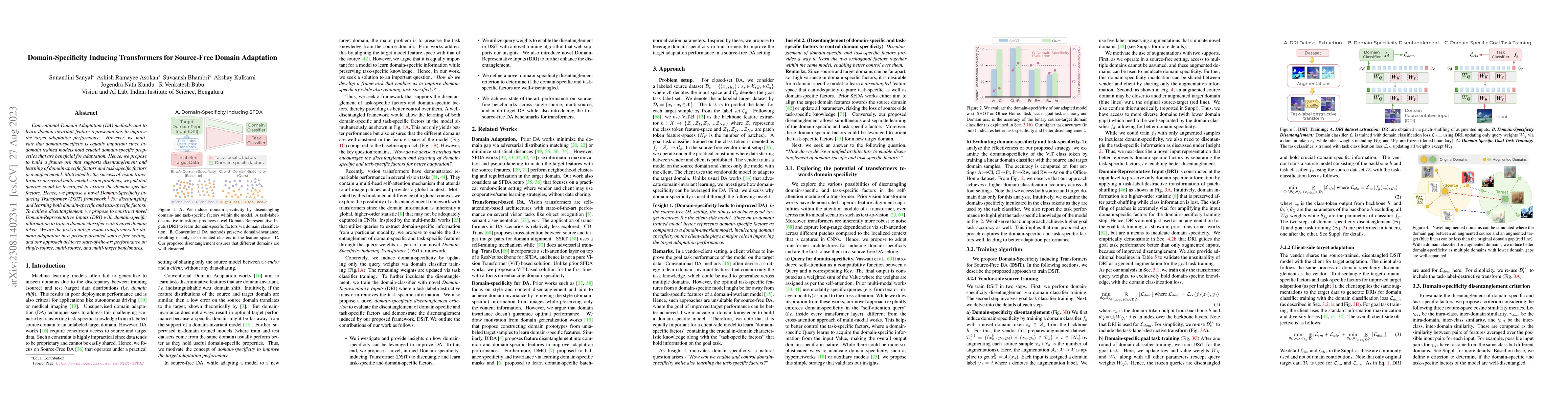 Thumbnail for Domain-Specificity Inducing Transformers for Source-Free Domain
  Adaptation