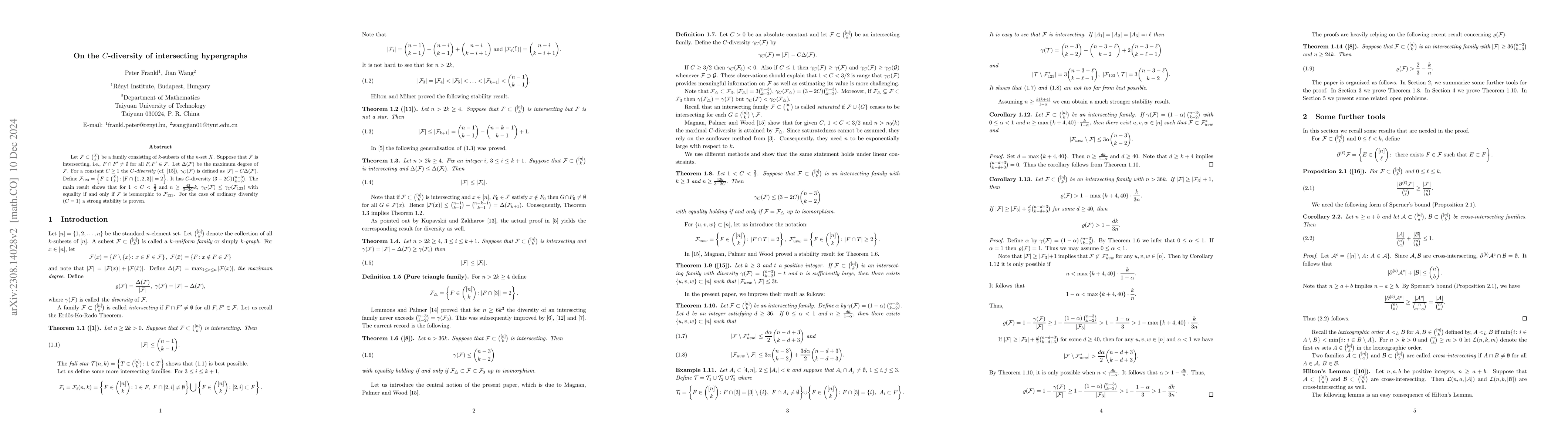 Thumbnail for On the $C$-diversity of intersecting hypergraphs