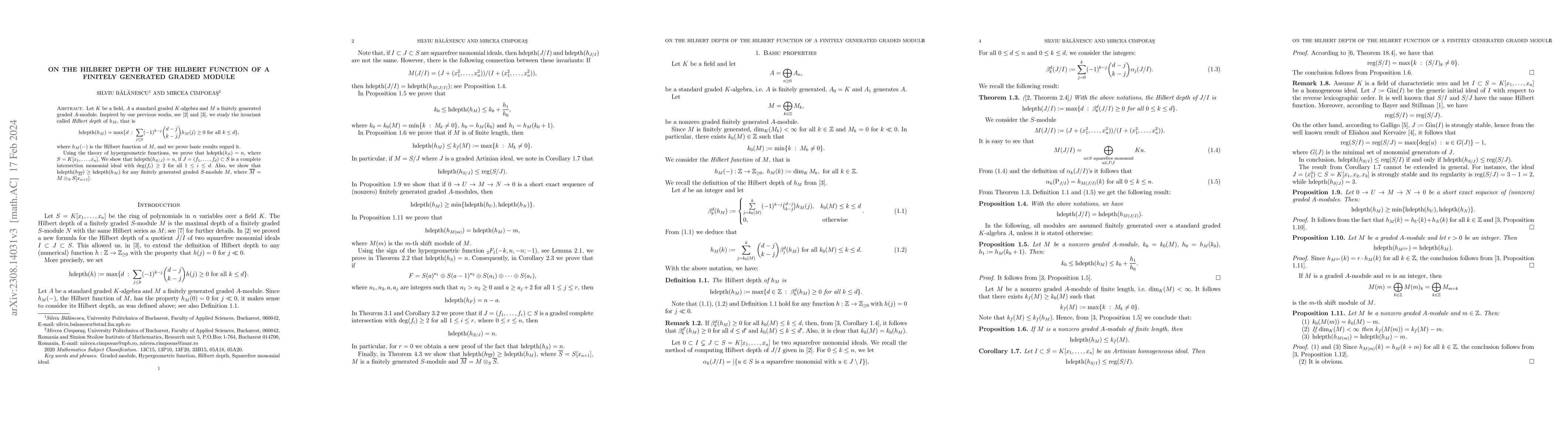 Thumbnail for On the Hilbert depth of the Hilbert function of a finitely generated
  graded module