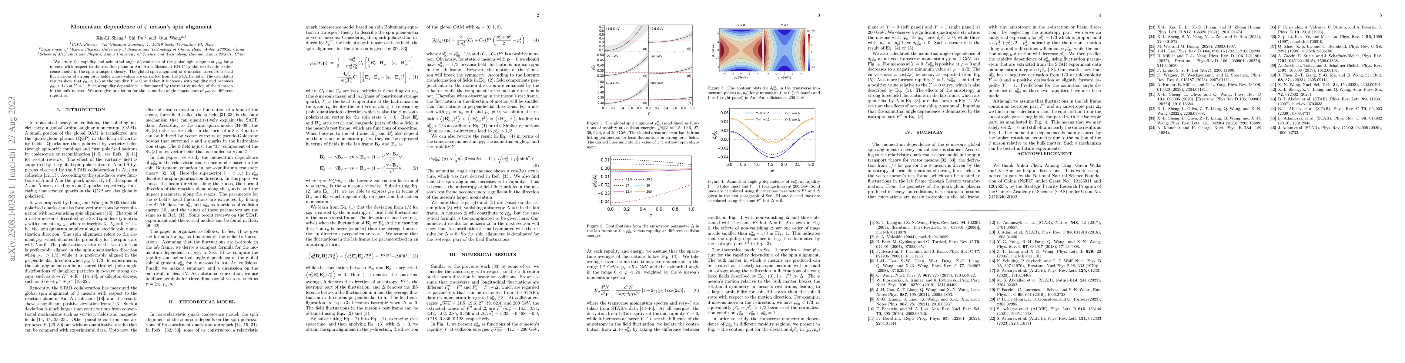 Thumbnail for Momentum dependence of $\phi$ meson's spin alignment