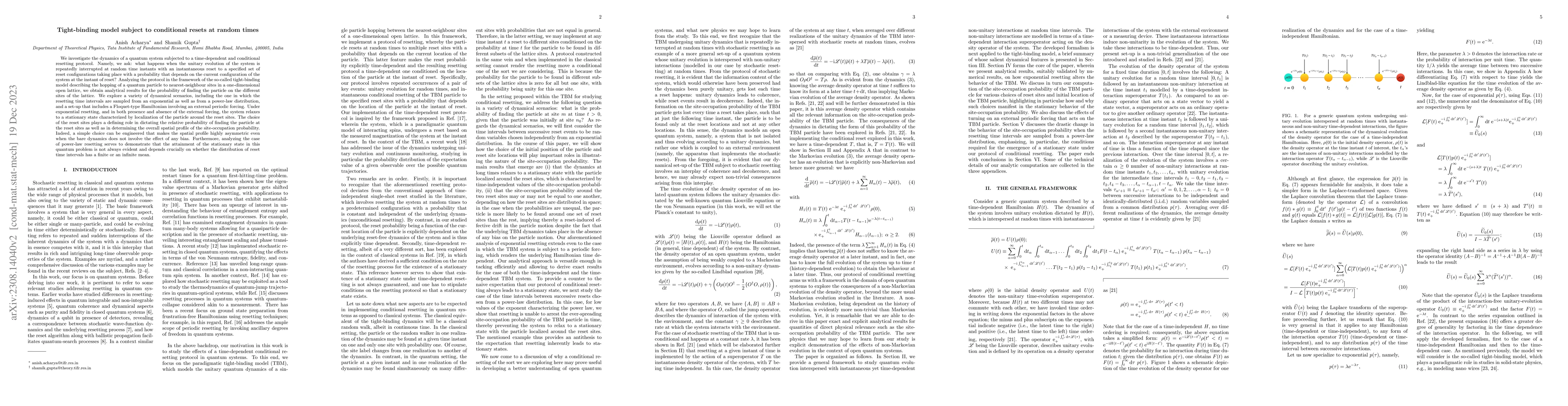 Thumbnail for Tight-binding model subject to conditional resets at random times