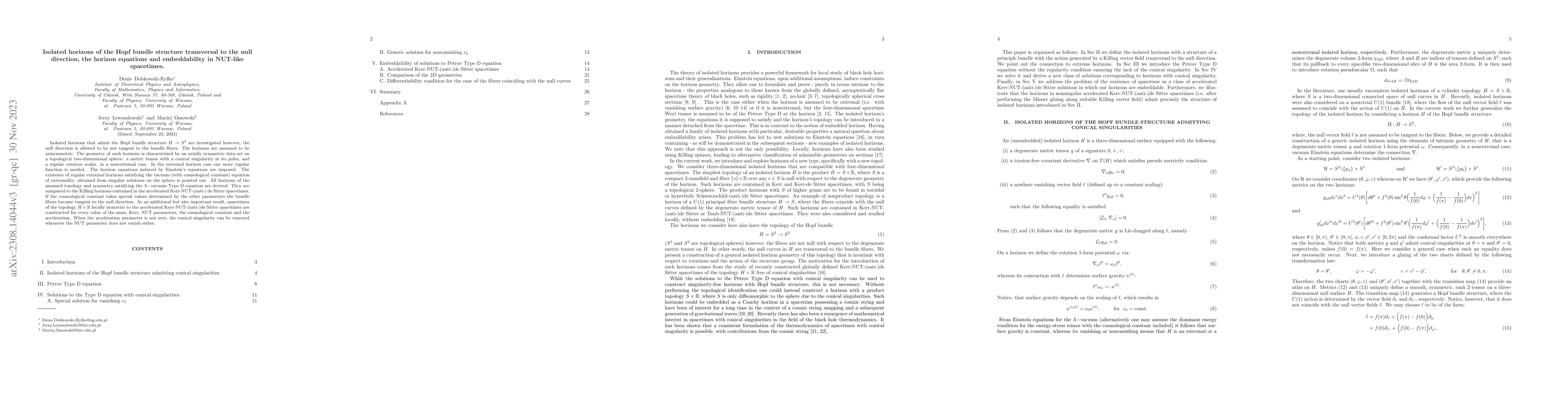 Thumbnail for Isolated horizons of the Hopf bundle structure transversal to the null
  direction, the horizon equations and embeddability in NUT-like spacetimes