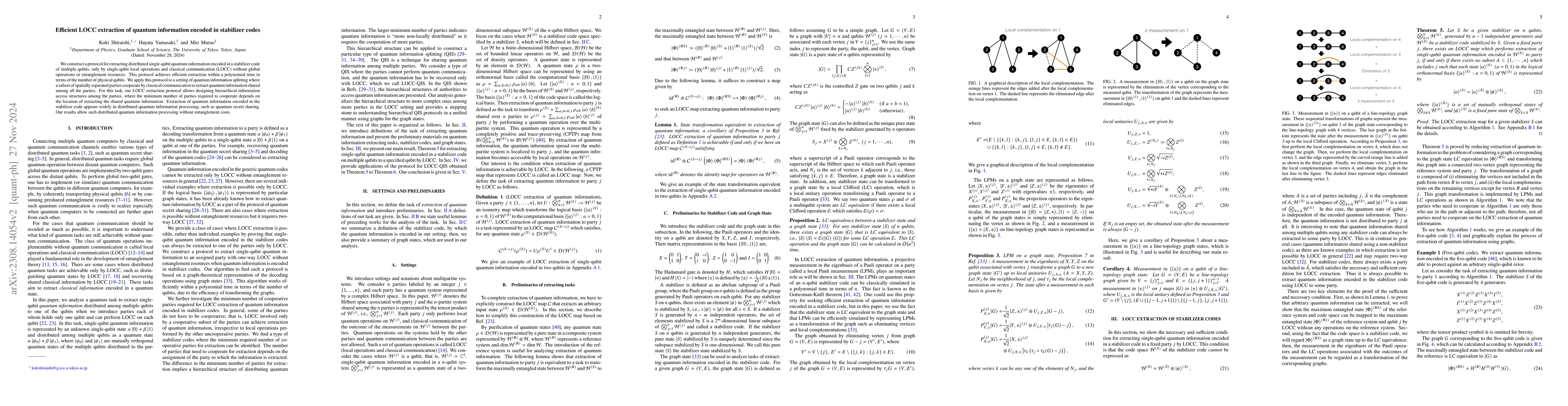 Thumbnail for Efficient decoding of stabilizer code by single-qubit local operations
  and classical communication
