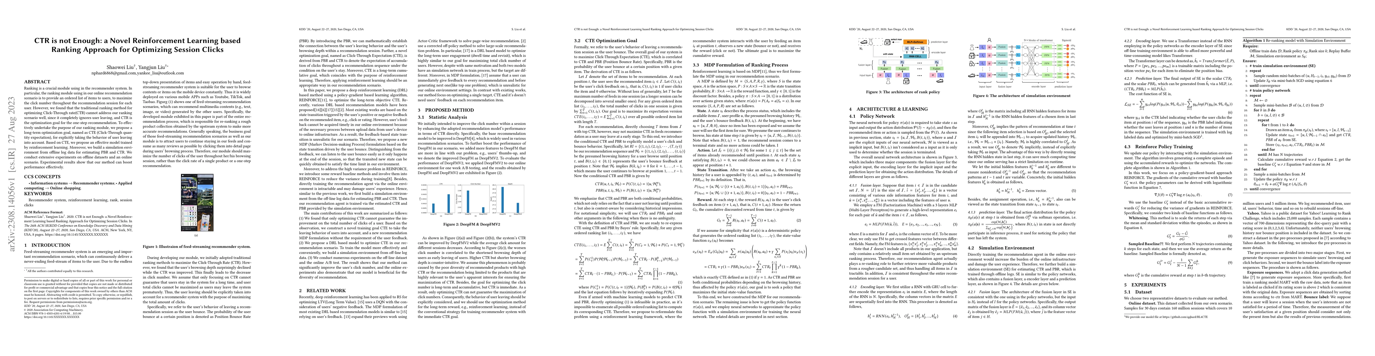 Thumbnail for CTR is not Enough: a Novel Reinforcement Learning based Ranking Approach
  for Optimizing Session Clicks
