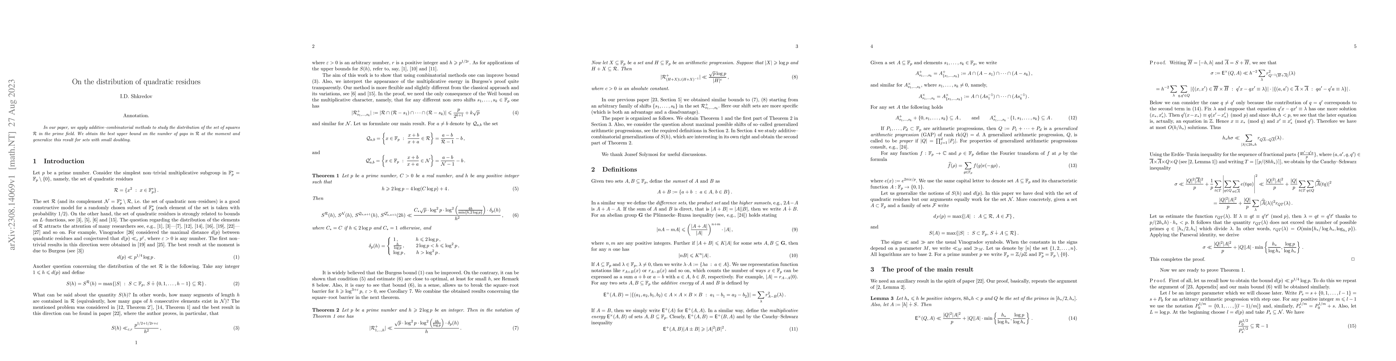 Thumbnail for On the distribution of quadratic residues