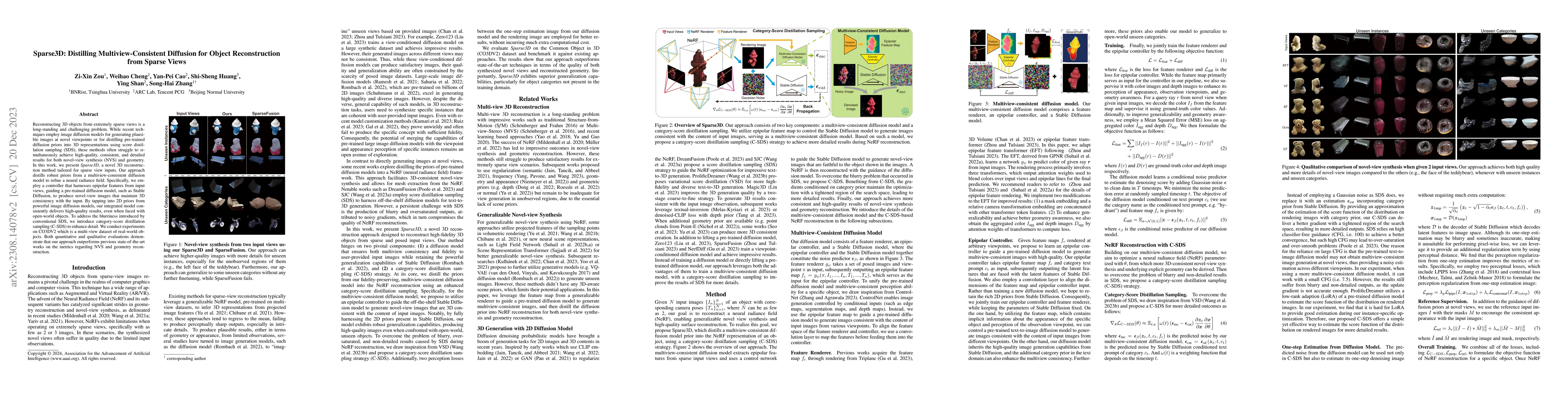 Thumbnail for Sparse3D: Distilling Multiview-Consistent Diffusion for Object
  Reconstruction from Sparse Views