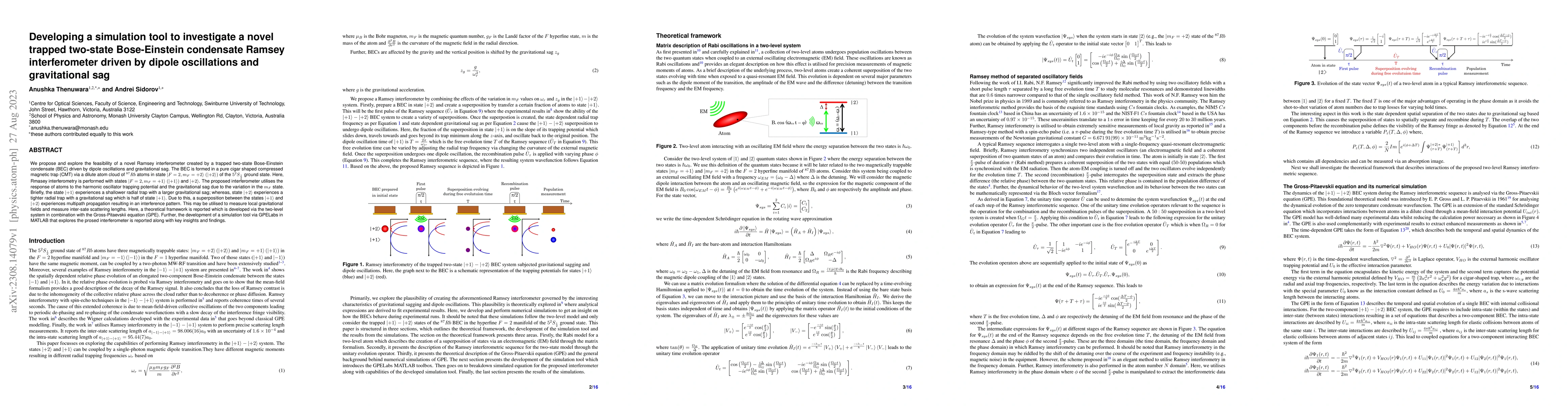 Thumbnail for Developing a simulation tool to investigate a novel trapped two-state
  Bose-Einstein condensate Ramsey interferometer driven by dipole oscillations
  and gravitational sag