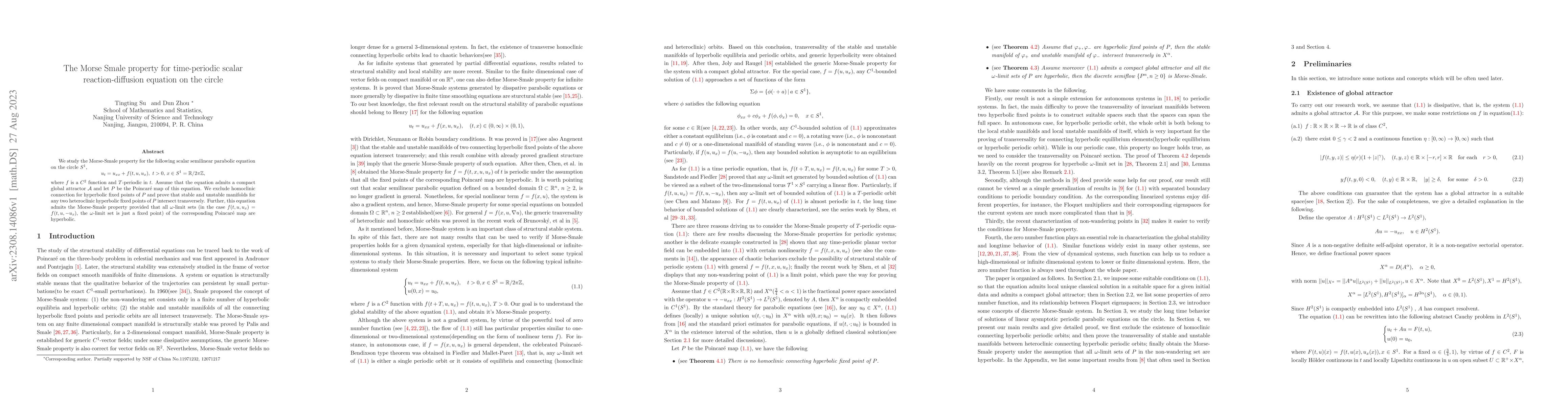 Thumbnail for The Morse Smale property for time-periodic scalar reaction-diffusion
  equation on the circle