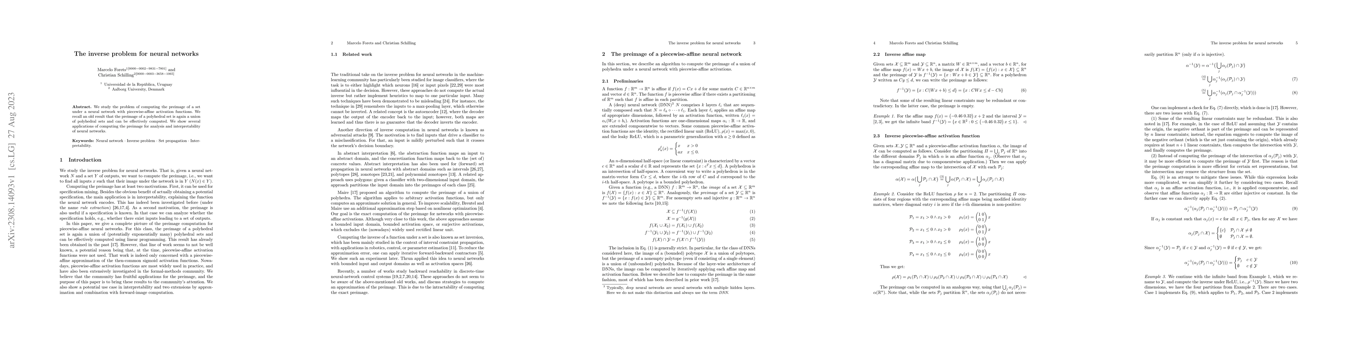 Thumbnail for The inverse problem for neural networks