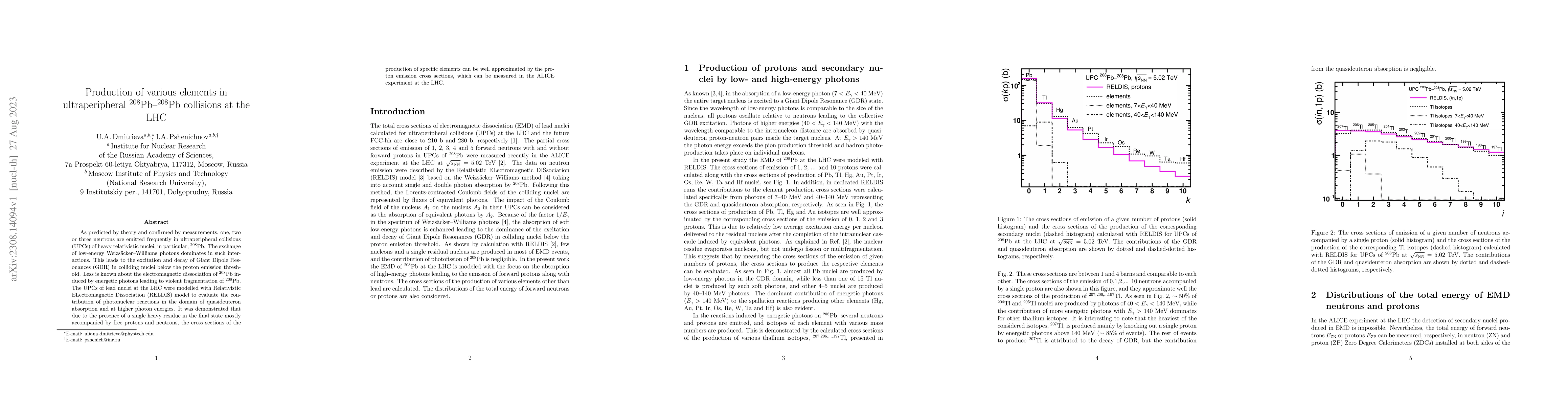 Thumbnail for Production of various elements in ultraperipheral $^{208}$Pb-$^{208}$Pb
  collisions at the LHC