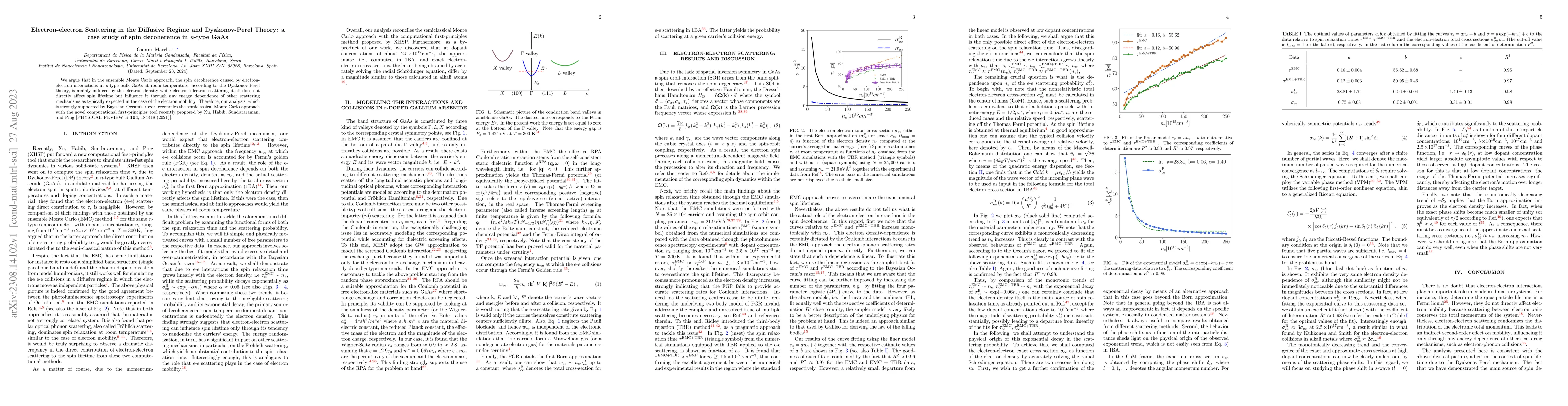Thumbnail for Electron-electron Scattering in the Diffusive Regime and Dyakonov-Perel
  Theory: a case study of spin decoherence in n-type GaAs