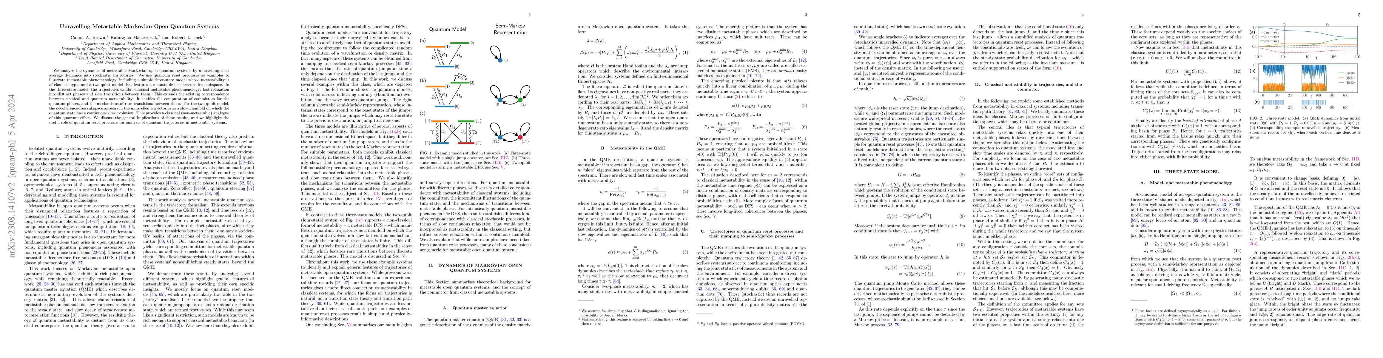 Thumbnail for Unravelling Metastable Markovian Open Quantum Systems