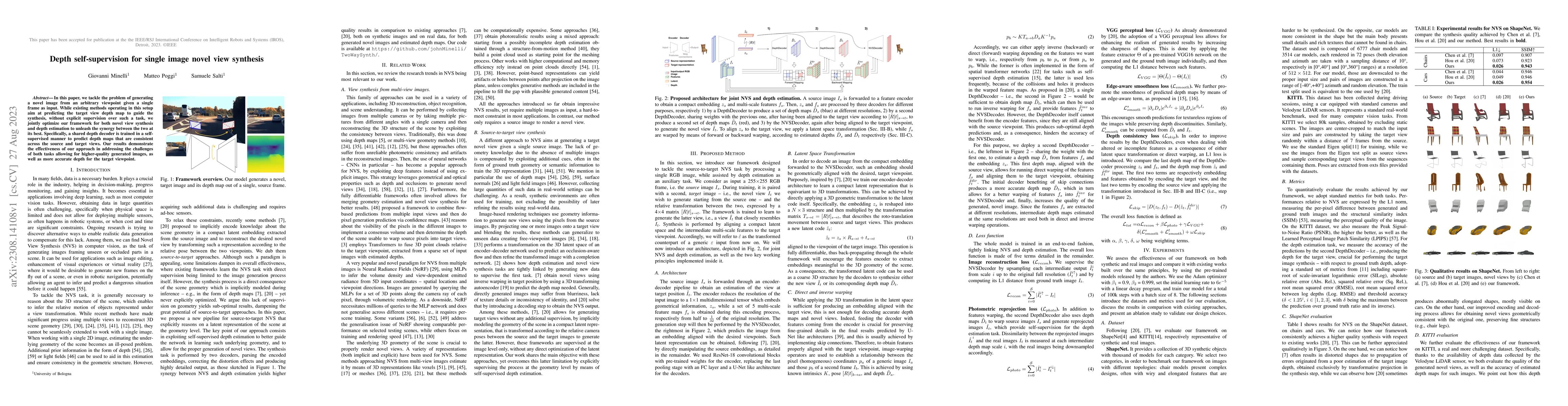 Thumbnail for Depth self-supervision for single image novel view synthesis