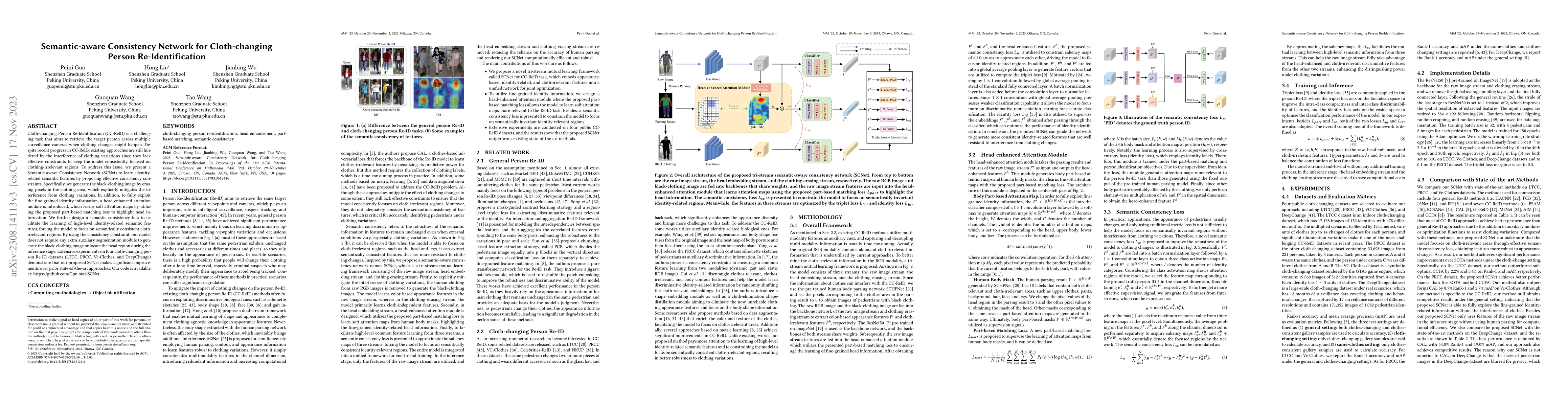 Thumbnail for Semantic-aware Consistency Network for Cloth-changing Person
  Re-Identification