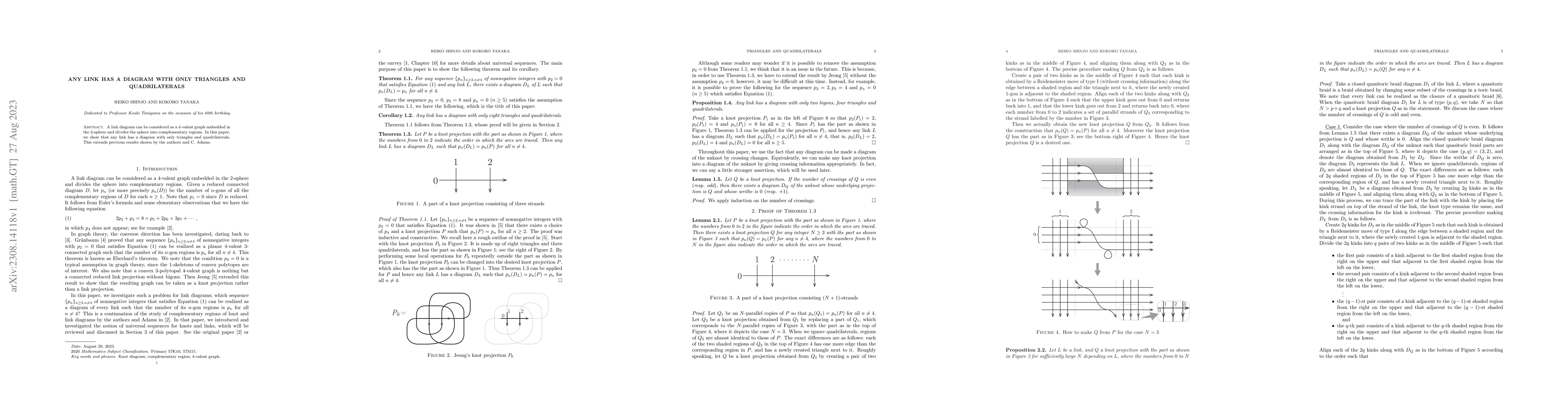 Thumbnail for Any link has a diagram with only triangles and quadrilaterals