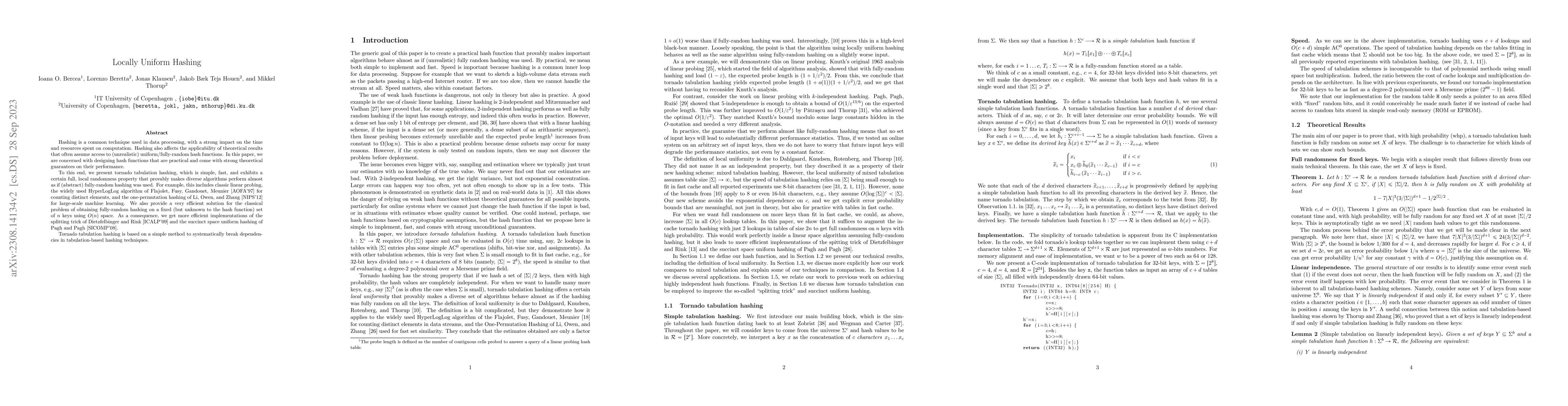 Thumbnail for Locally Uniform Hashing