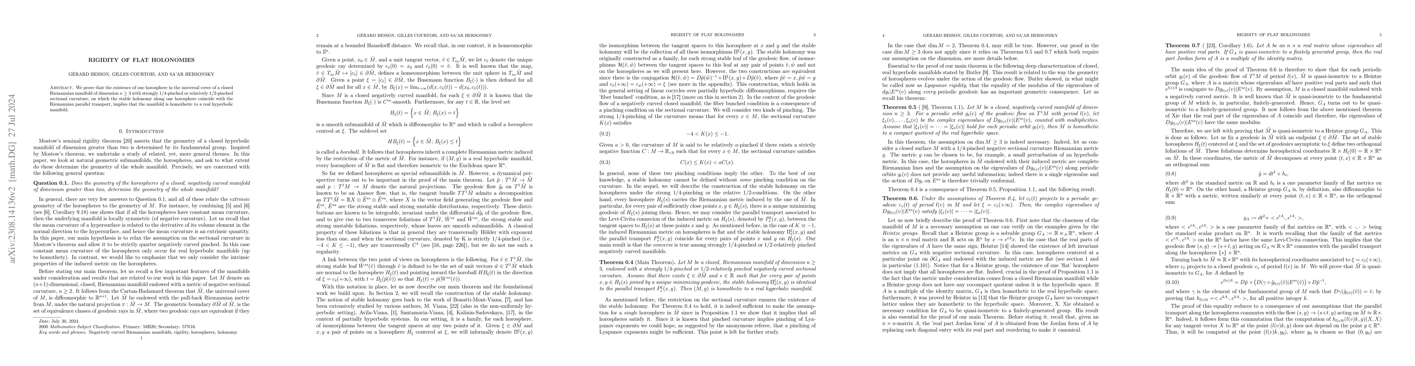 Thumbnail for Rigidity of flat holonomies
