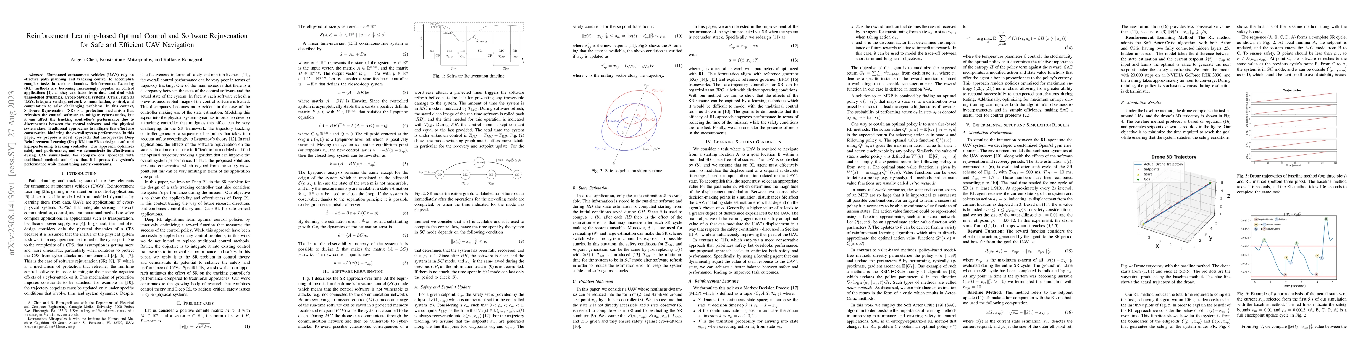 Thumbnail for Reinforcement Learning-based Optimal Control and Software Rejuvenation
  for Safe and Efficient UAV Navigation