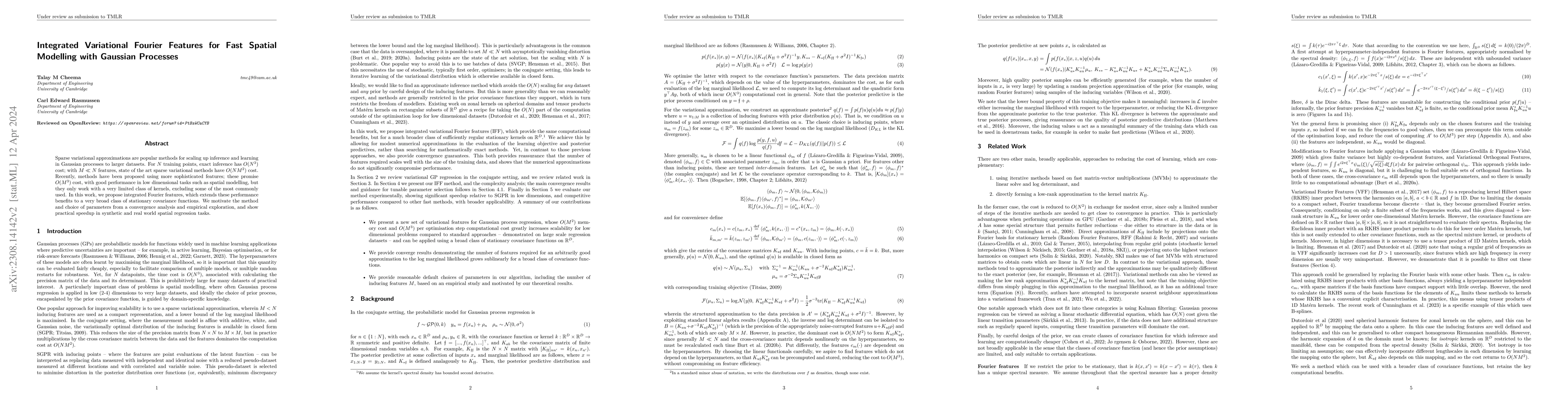 Thumbnail for Integrated Variational Fourier Features for Fast Spatial Modelling with
  Gaussian Processes