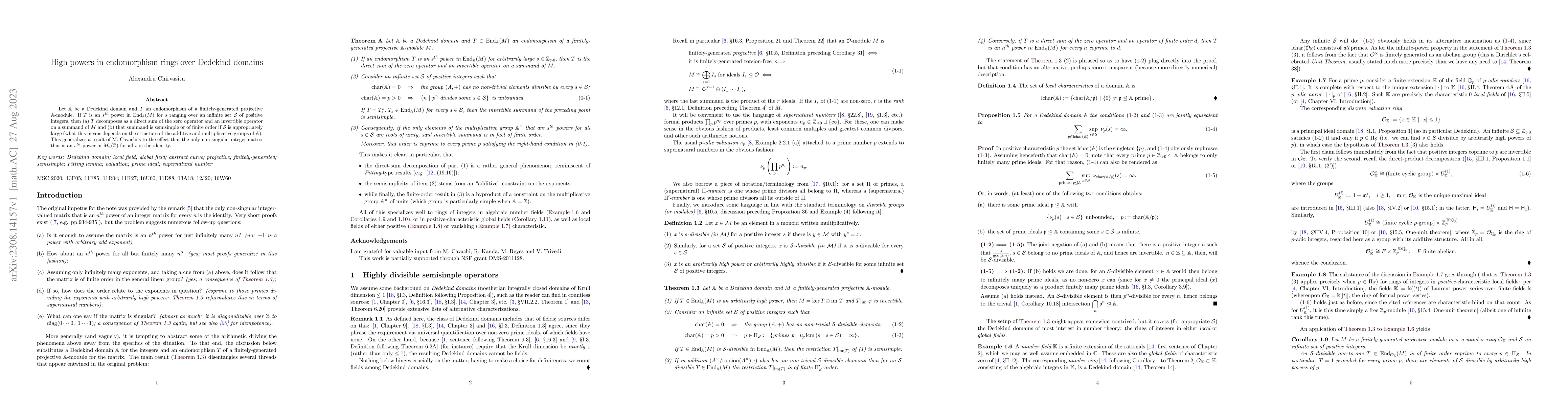 Thumbnail for High powers in endomorphism rings over Dedekind domains