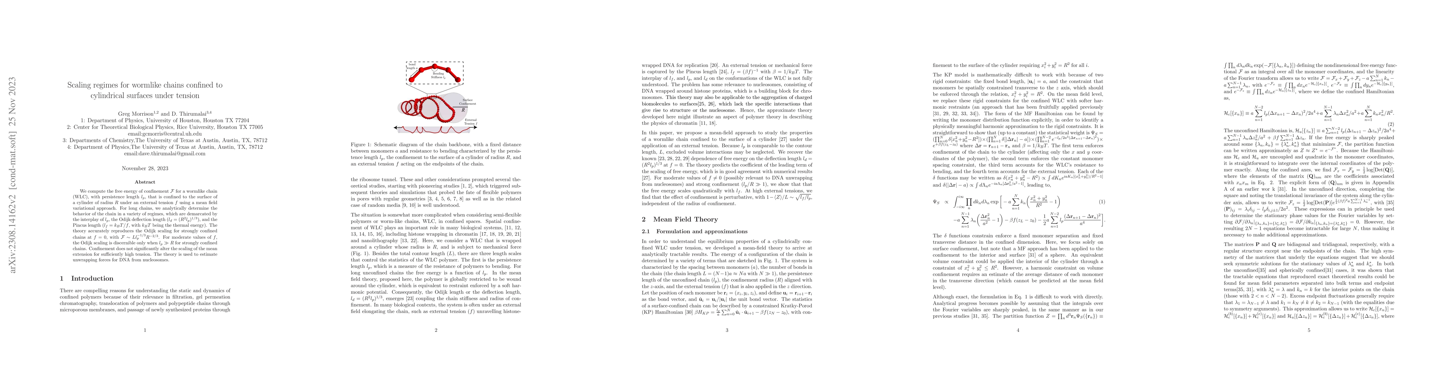 Thumbnail for Scaling regimes for wormlike chains confined to cylindrical surfaces
  under tension