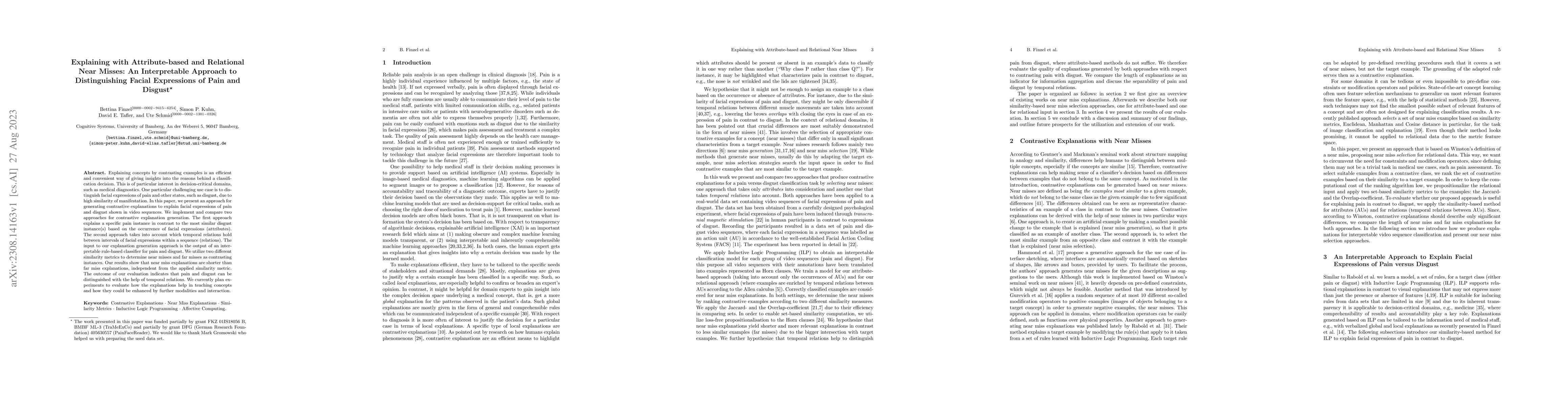 Thumbnail for Explaining with Attribute-based and Relational Near Misses: An
  Interpretable Approach to Distinguishing Facial Expressions of Pain and
  Disgust
