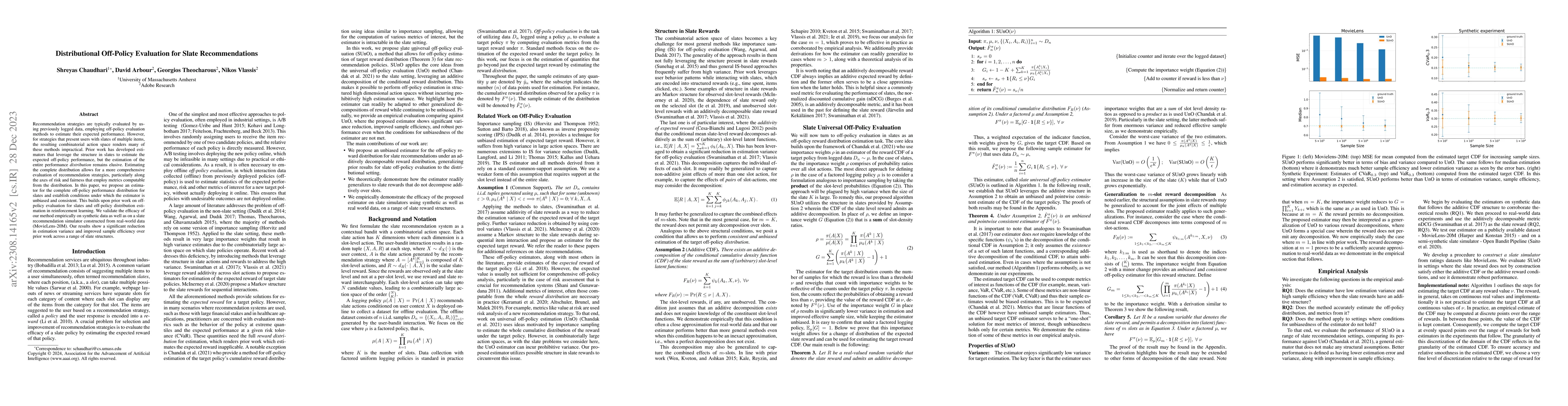 Thumbnail for Distributional Off-Policy Evaluation for Slate Recommendations