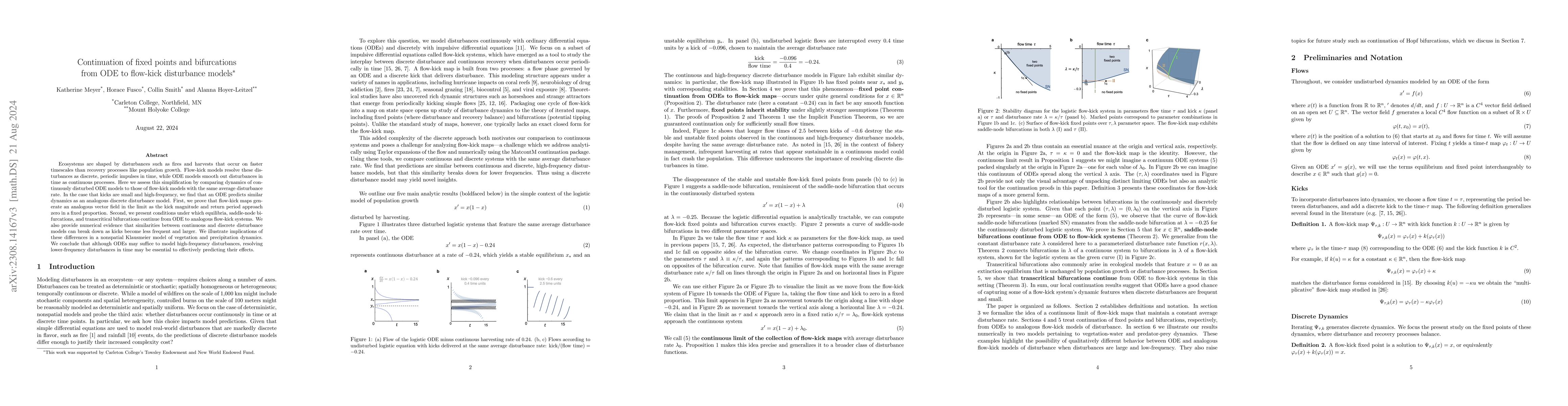Thumbnail for Continuation of fixed points and bifurcations from ODE to flow-kick
  disturbance models