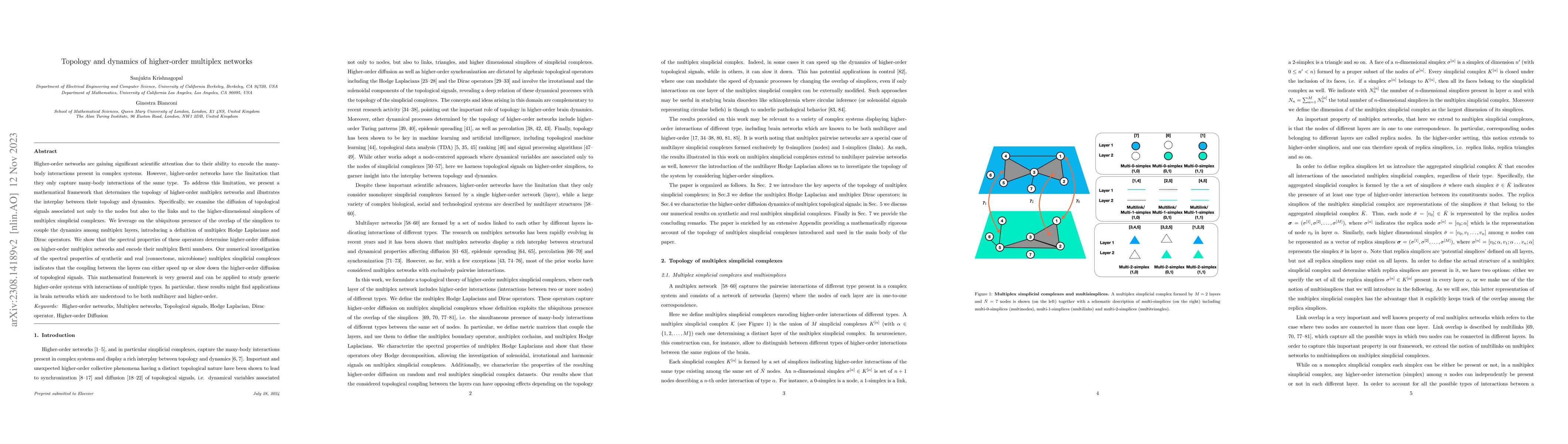 Thumbnail for Topology and dynamics of higher-order multiplex networks