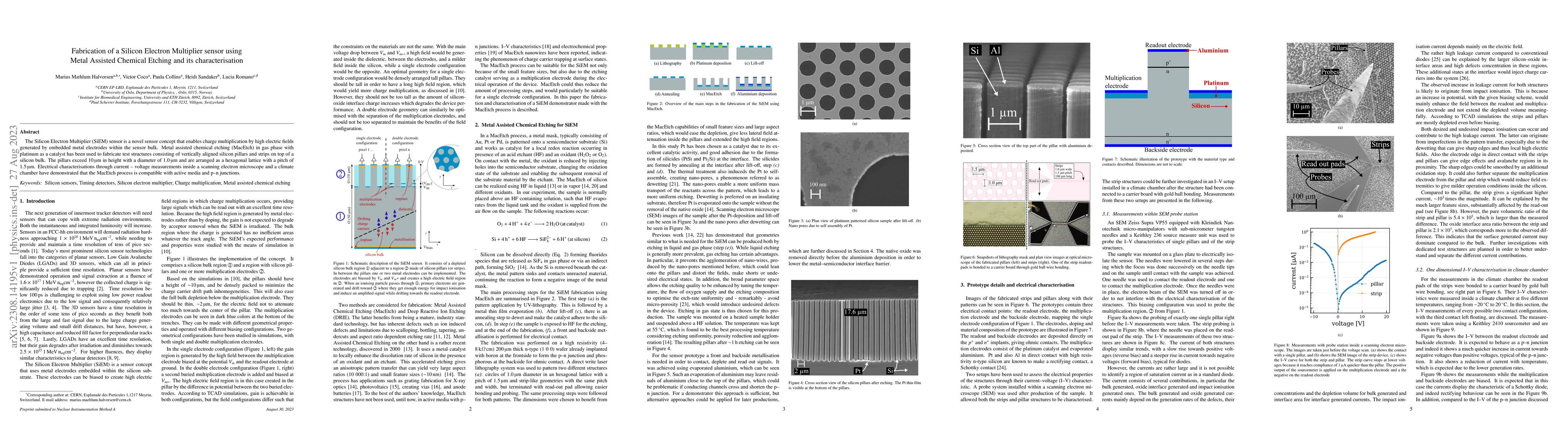 Thumbnail for Fabrication of a Silicon Electron Multiplier sensor using Metal Assisted
  Chemical Etching and its characterisation