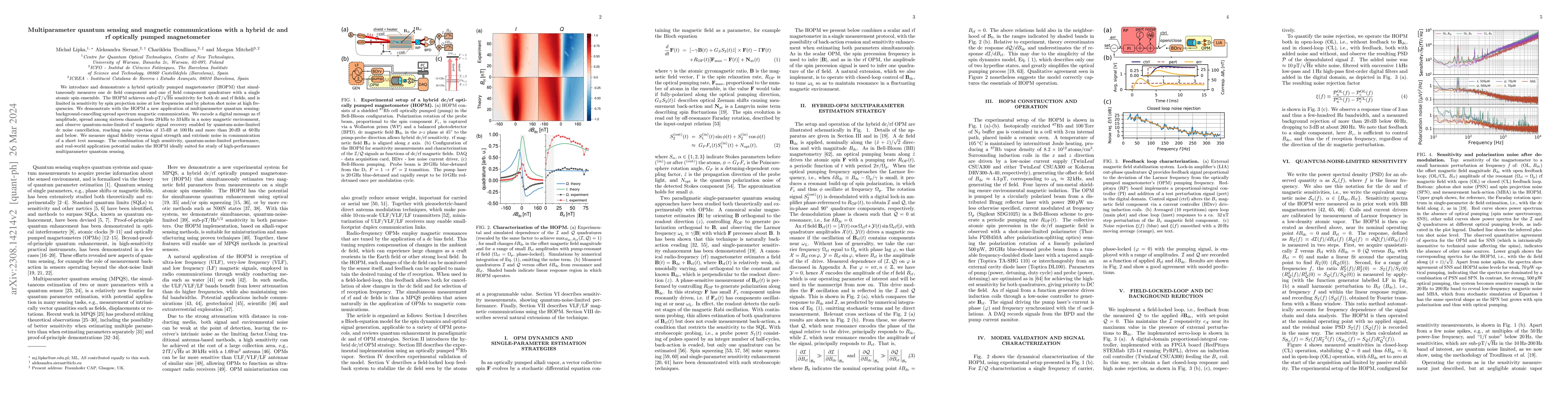Thumbnail for Multiparameter quantum sensing and magnetic communications with a hybrid
  dc and rf optically pumped magnetometer