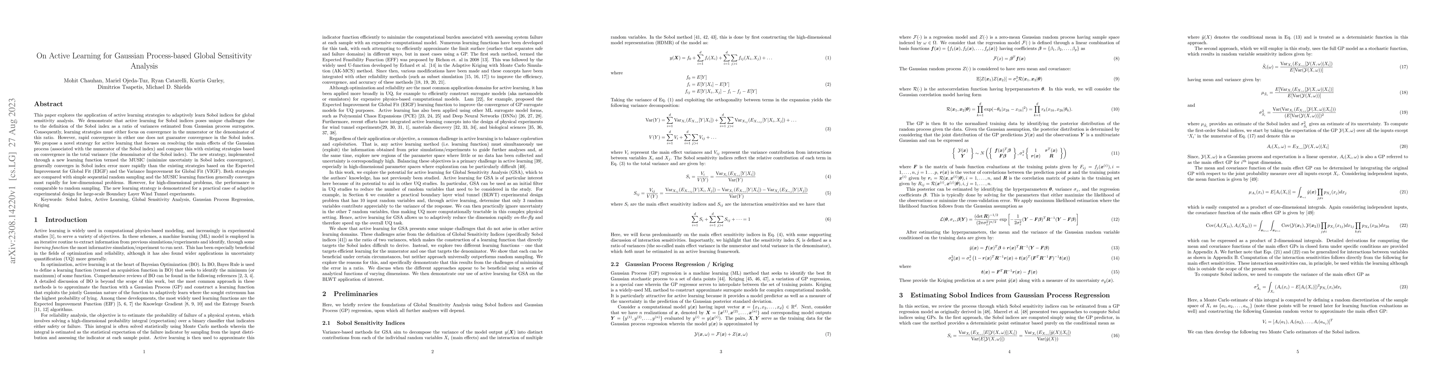 Thumbnail for On Active Learning for Gaussian Process-based Global Sensitivity
  Analysis
