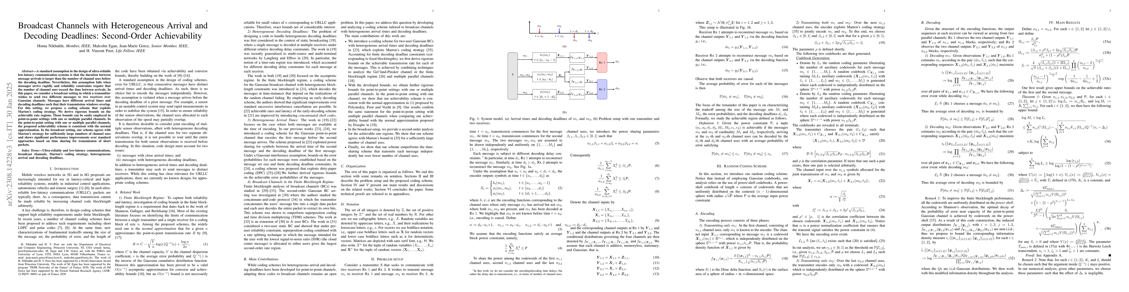 Thumbnail for Broadcast Channels with Heterogeneous Arrival and Decoding Deadlines:
  Second-Order Achievability