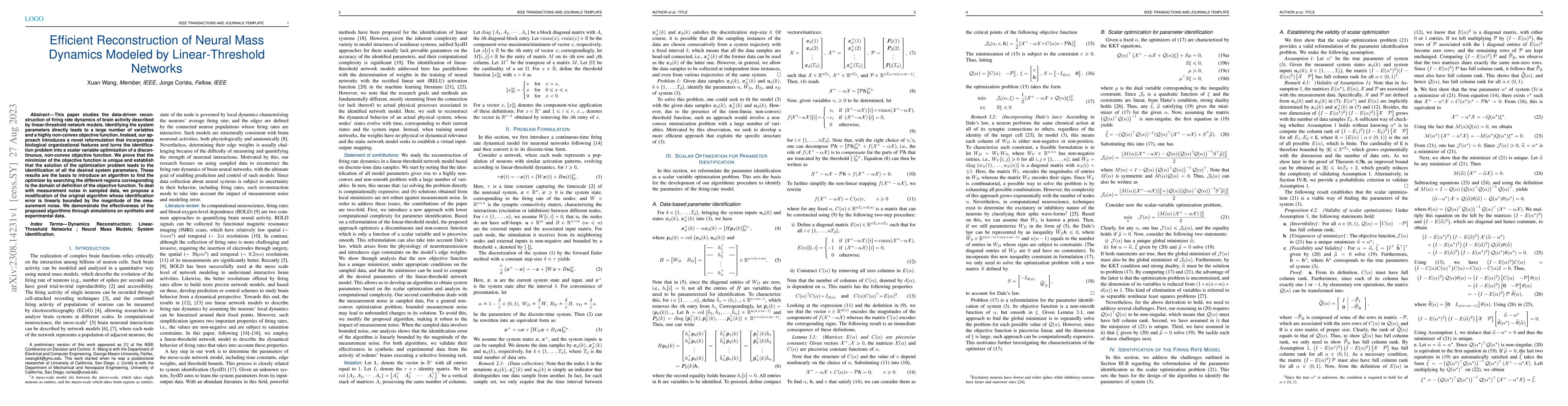 Thumbnail for Efficient Reconstruction of Neural Mass Dynamics Modeled by
  Linear-Threshold Networks