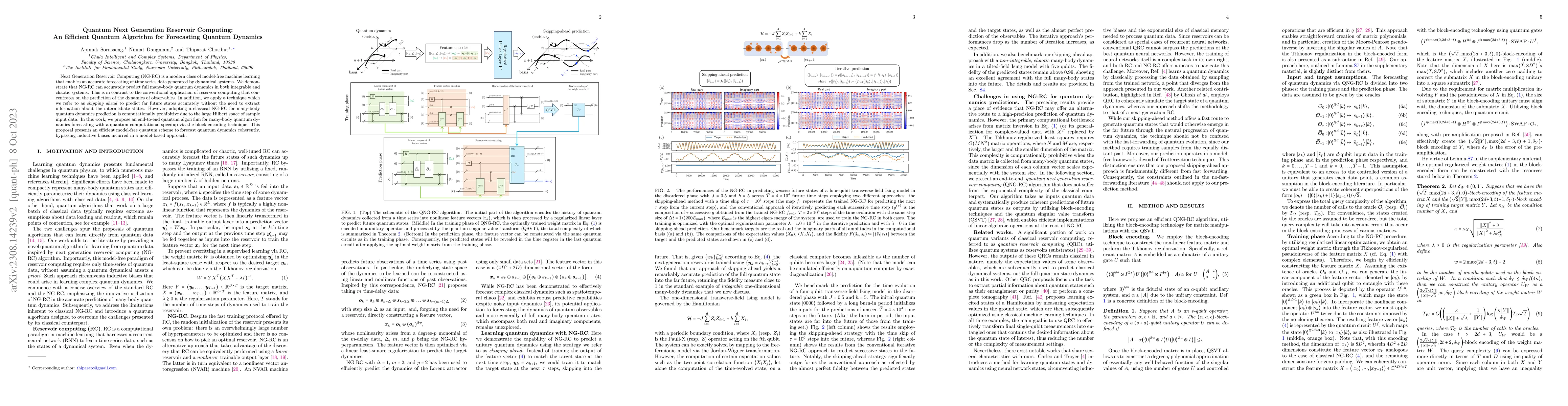 Thumbnail for Quantum Next Generation Reservoir Computing: An Efficient Quantum
  Algorithm for Forecasting Quantum Dynamics