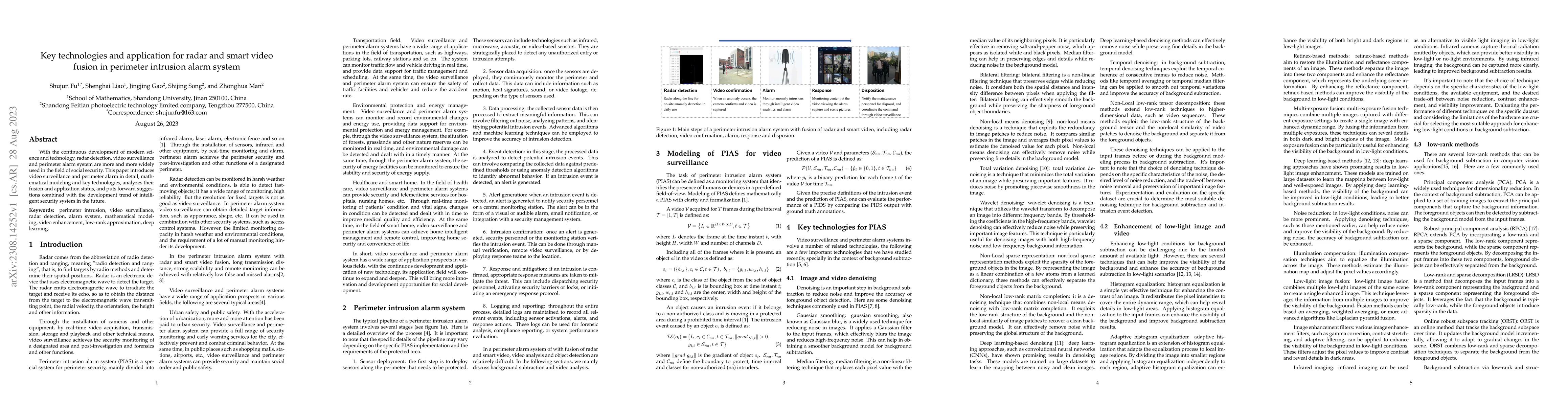 Thumbnail for Key technologies and application for radar and smart video fusion in
  perimeter intrusion alarm system