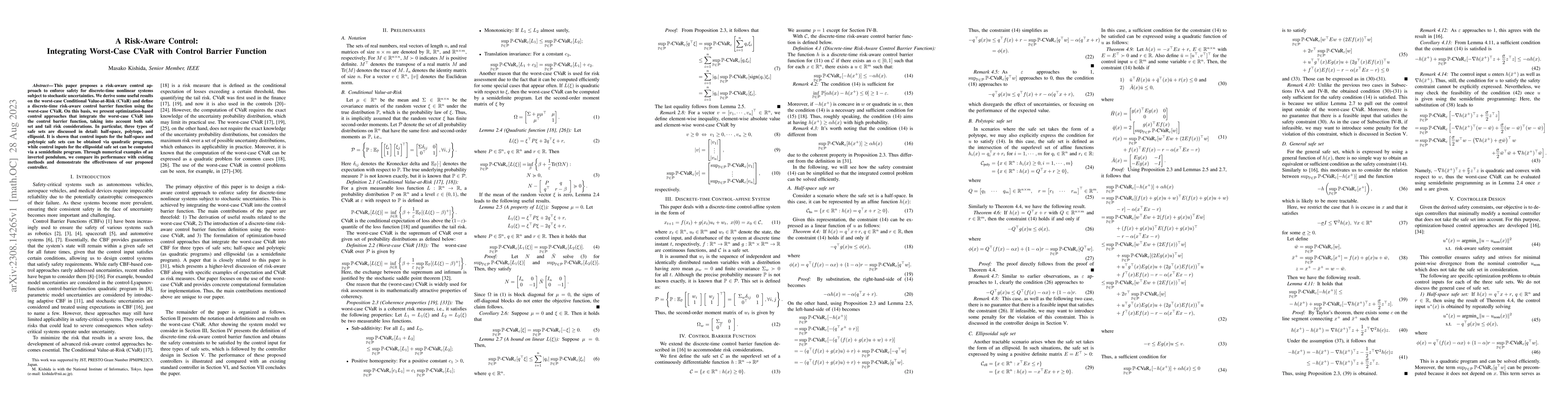 Thumbnail for A Risk-Aware Control: Integrating Worst-Case CVaR with Control Barrier
  Function