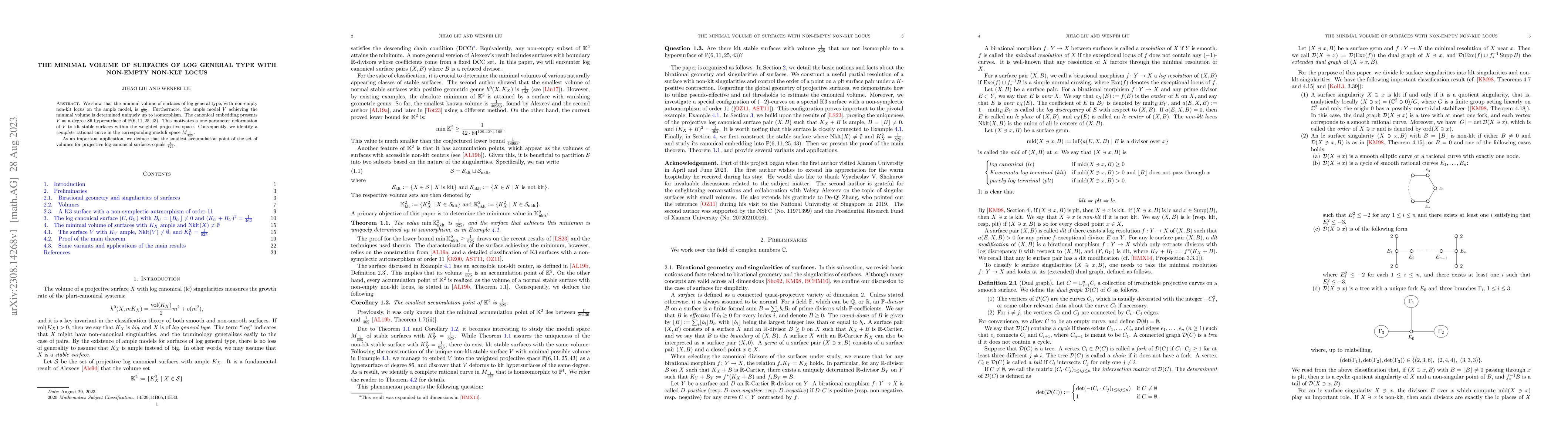 Thumbnail for The minimal volume of surfaces of log general type with non-empty
  non-klt locus